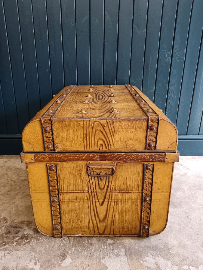 Large Antique Faux-Wood Paint Effect Steamer Trunk (10).jpg